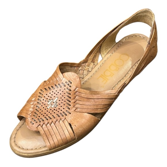 Cobbie Woven Leather Huarache Sandals Tan Brown Size 7.5N - Picture 1 of 12